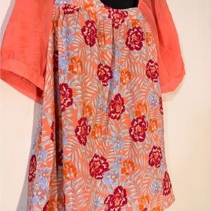 Women's Floral Print Blouse in Coral